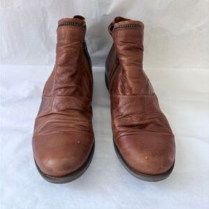 Miz Mooz NYC Women’s Leather Ankle Boots Brown Side Zip Size 8.5